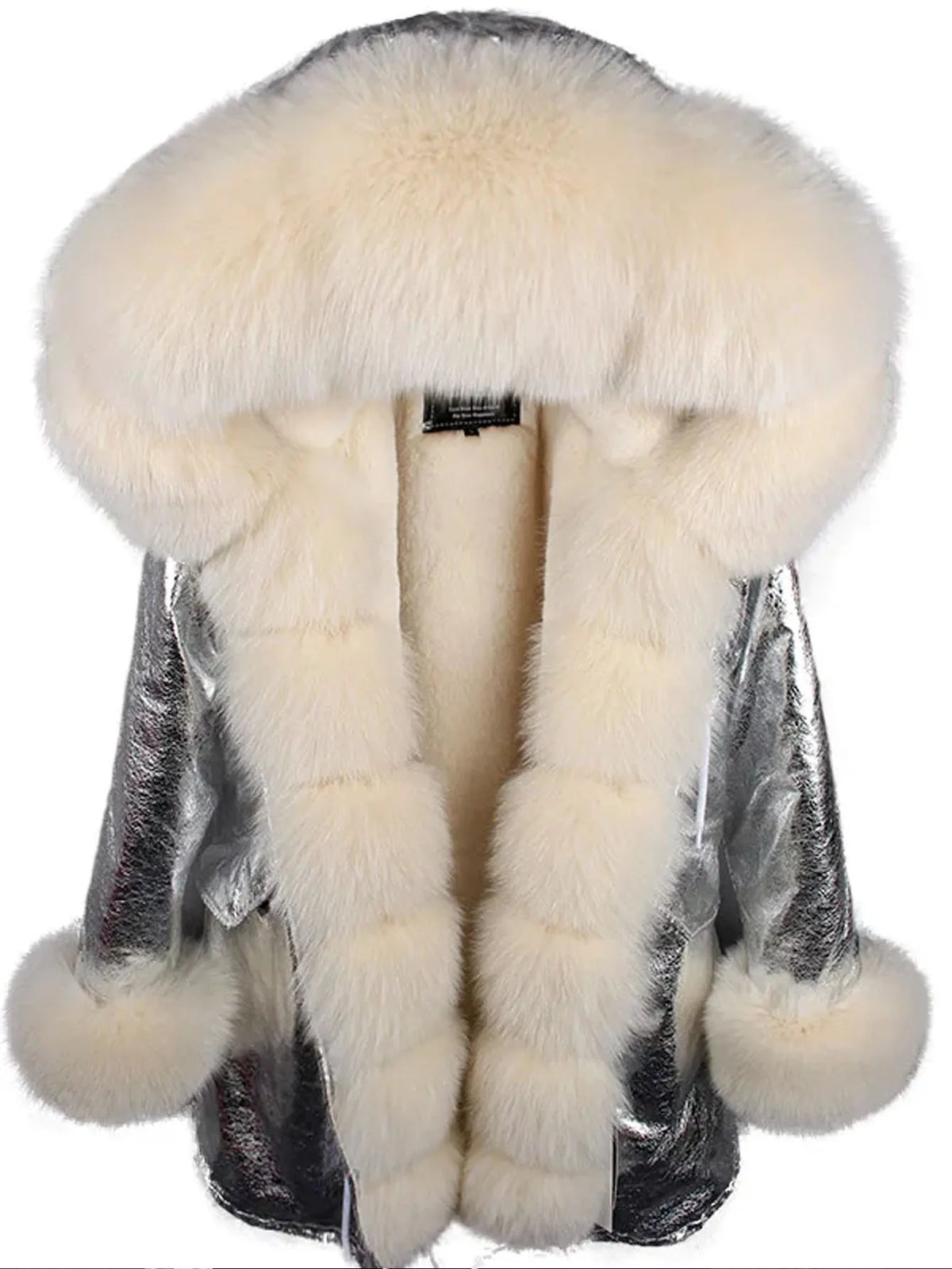 2020MaoMaoKong Echtfuchsfell Kapuzenjacke Damen Parker Langer Mantel, Winter Warme Jacke Mulher Parka Damen Freizeitjacke